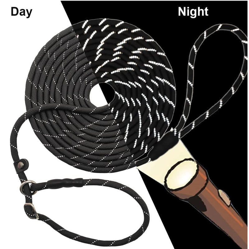 BTINESFUL 10FT / 15FT / 20FT Anti-Choke Slip Lead Dog Leash, Reflective 1/3” Rope Leash Long Training Lead for Small Medium Dogs black 10ft * 1/3" - BeesActive Australia