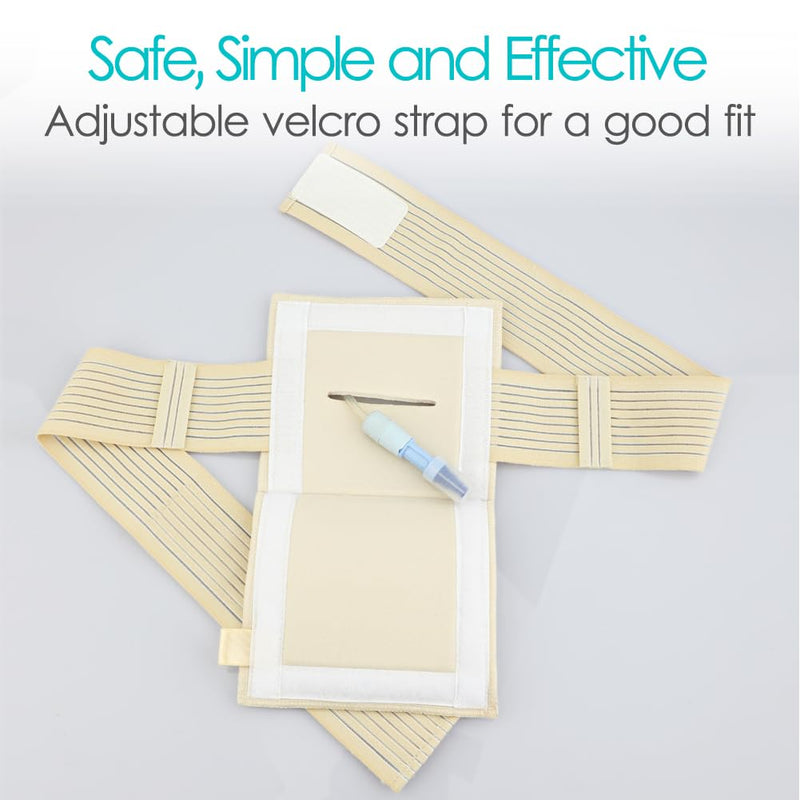 [2 Pack] Feeding Tube Belt, PEG Tube Holder G-Tube Protective Belt Breathable Beige with Slit for G Tube J Tube PEG Tube Supplies, No More Taping The Tube Medium (Pack of 2)