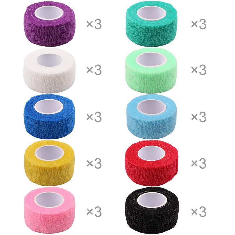 LotFancy Self Adhesive Bandage Wrap, 30 Pack 1 inch x 5 Yards Self Adherent Wrap, First Aid Athletic Tape, Cohesive Bandage, Sports Tape, Medical Supplies for Finger, Ankle, Wrist Sprains &Swelling - BeesActive Australia