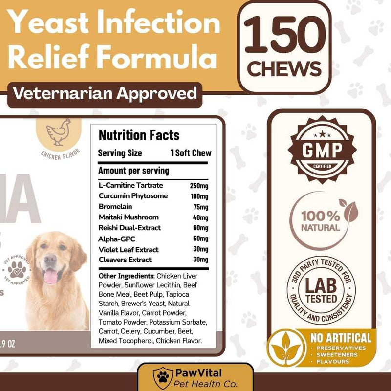 Lipoma Treatment for Dogs – Lumps & Bumps Support, Helps Reduce Fatty Tumors, Turkey Tail Mushroom Chews for Immune Health with L Carnitine, Chicken Flavor, 150 Soft Chews