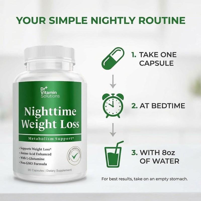 Nighttime Fat Burner for Women and Men, Caffeine-Free Appetite Suppressant | Weight Loss Pills, Metabolism Booster, Belly Supplement, 90 Capsules, 3 Month Supply, Sleep Support, Non-GMO, USA-Made 90 Count (Pack of 1)