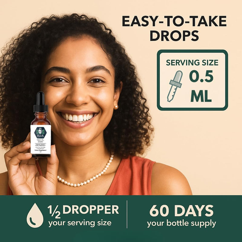 Pure Vitamin B12 Liquid Drops, 2500mcg Methylcobalamin, 30ml | Supports Energy, Nerve Support & Metabolic Health, for Women & Men, Non-GMO & Gluten-Free, USA Made