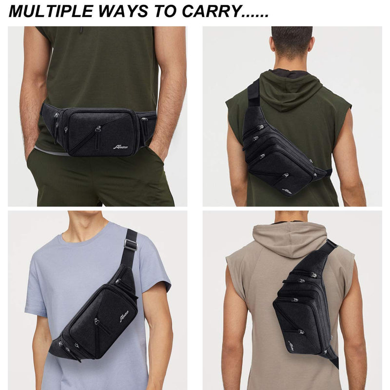 Fanny Pack Waterproof Waist Bag Pack Men Women Hip Bum Bag With Water Bottle Holder Adjustable Strap Suitable For Outdoors Workout Traveling Hiking Cycling Dog Walking Pouch Bag(black) Black - BeesActive Australia