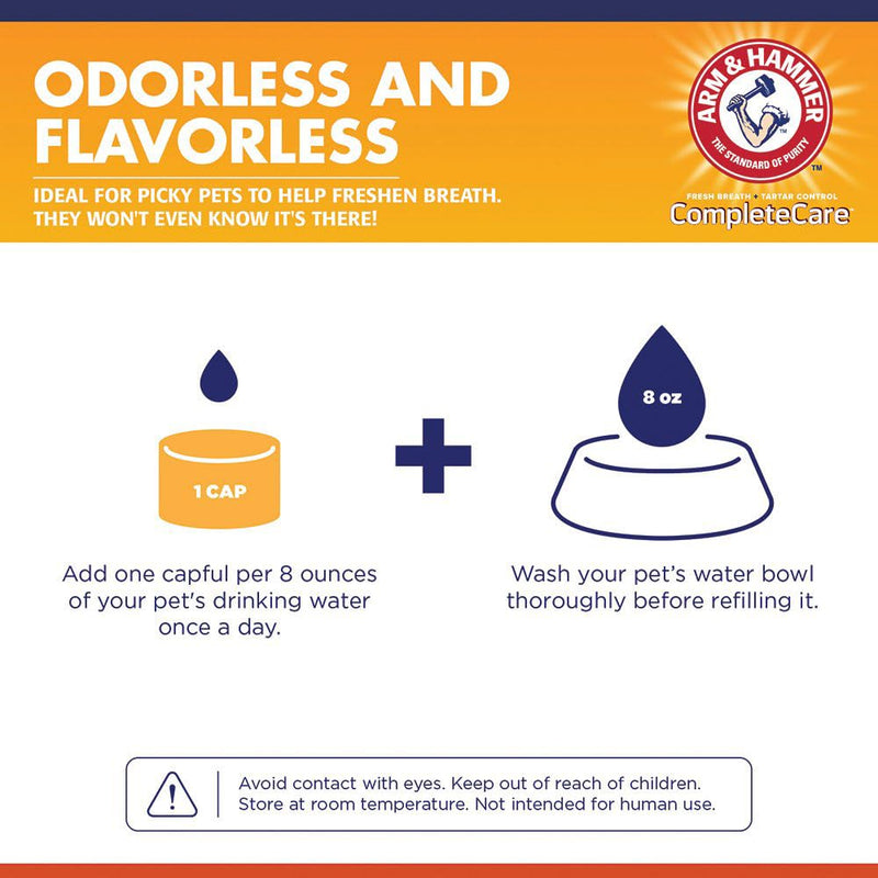 Arm & Hammer Complete Care Fresh Dental Water Additive for Cats - Cat Dental Care Solution for Bad Breath, Includes Cat Toothpaste Enzymatic Action, Ideal for Cat Grooming Supplies, 8 Fl Oz 8 Fl Oz (Pack of 1) - BeesActive Australia