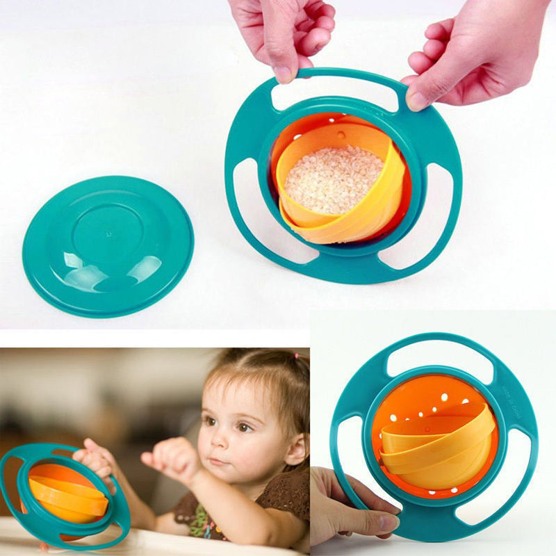 Ztl Gyro Bowl 360 Dgree Rotation Spill Resistant Gyroscopic Bowl with Lid Rose Red - BeesActive Australia