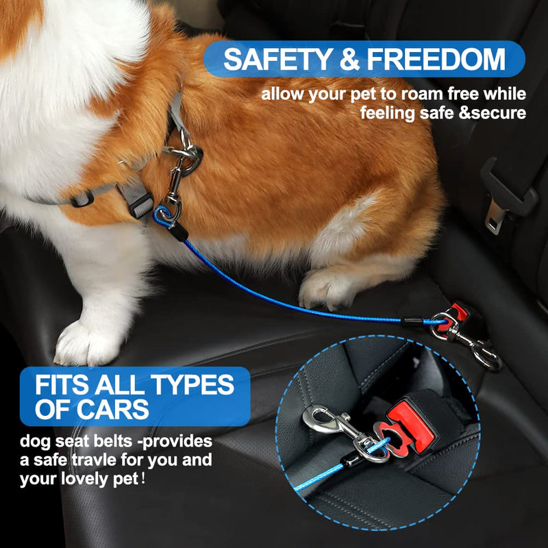 Dog Seat Belt Harness for Car,2pcs Dog Seatbelt of Coated Wire Leash Safety Restraint,No Chew Tether Cable Vehicle Dog Accessories,Double Clips & Latch (2 Pack Black, 24 inch/60 CM) 2 Pack Black - BeesActive Australia