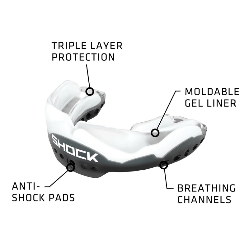 Shock Doctor Ultra 2 STC Mouth Guard w/Detachable Strap for Football Helmet, Custom Fit - Youth & Adult – Superior Protection and Low Profile Fit Black