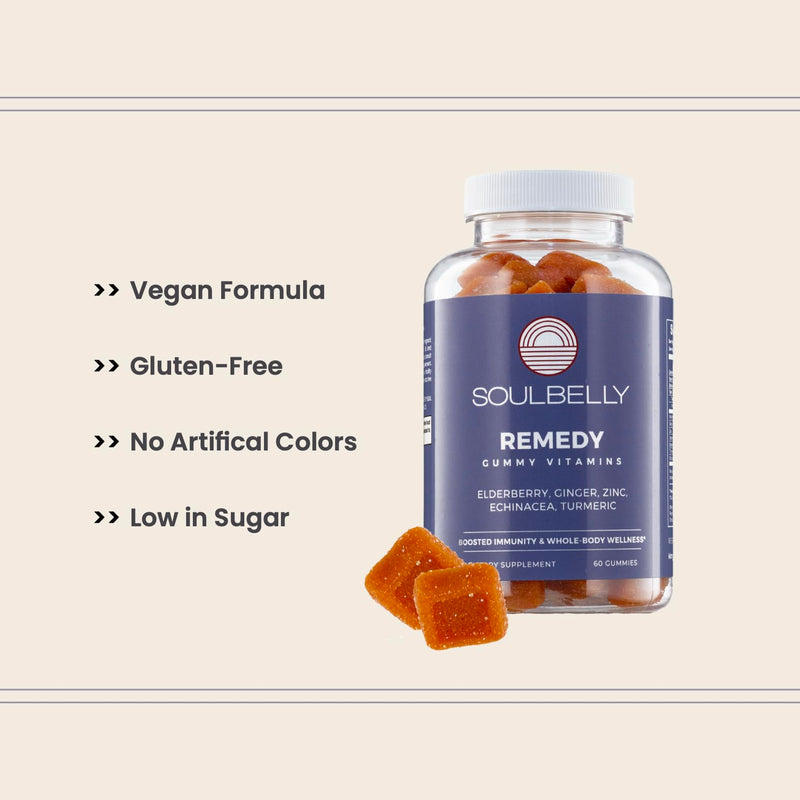 SOULBELLY Super Immunity Remedy Vitamin Gummies for Immune Support | Vegan | Gluten-Free | Non-GMO | 60 Count