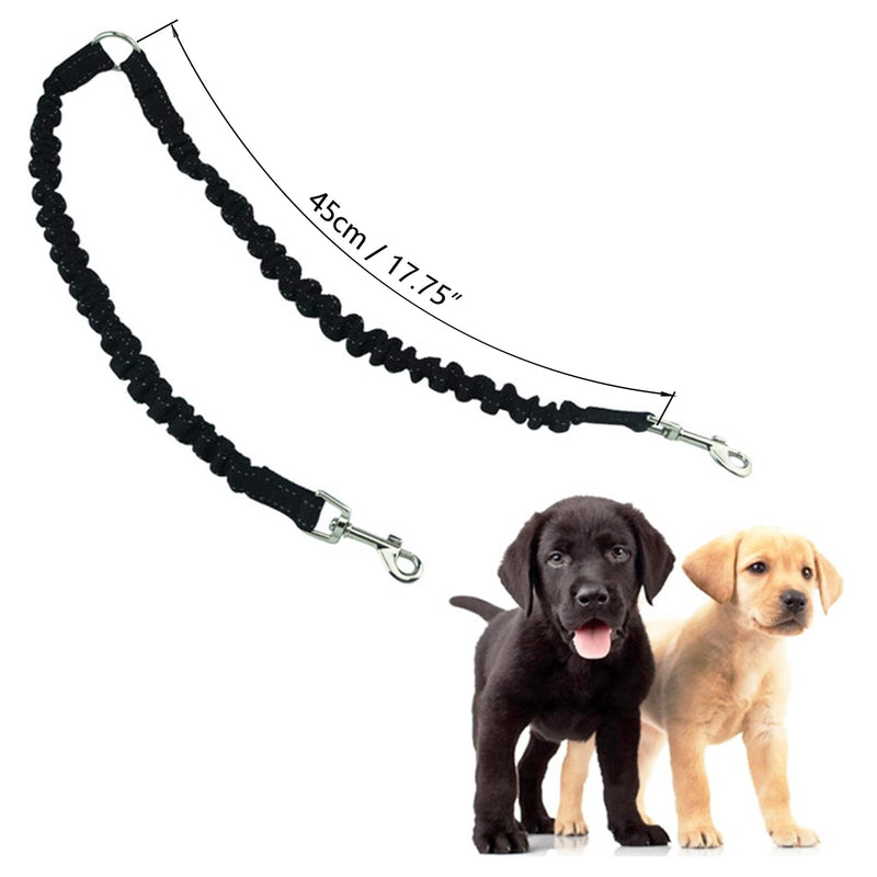 3 Way Black No-Tangle Triple Coupler Dog Bungee Walking Leash Lead Rope Strap - BeesActive Australia