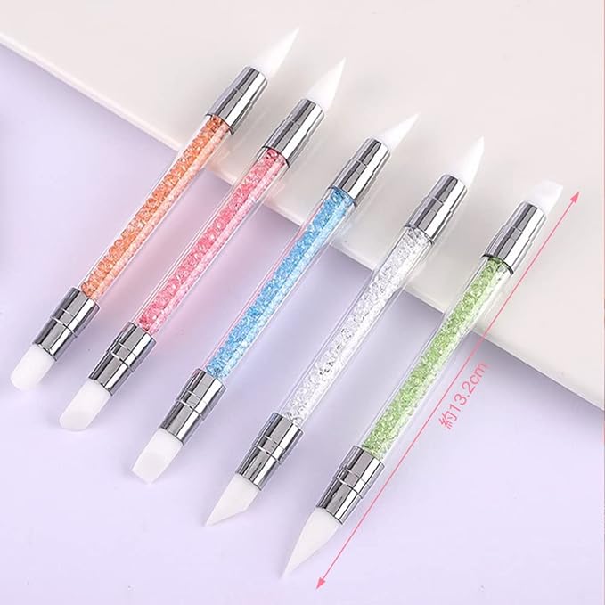 YFFSFDC Nail Brush Set, Nail Art Brush, Silicone Brush, Nail Brush, New Type, Drawing Brush, Both End Heads, Paint Brush, Tool, Nail Brush Set, Set of 5 - BeesActive Australia