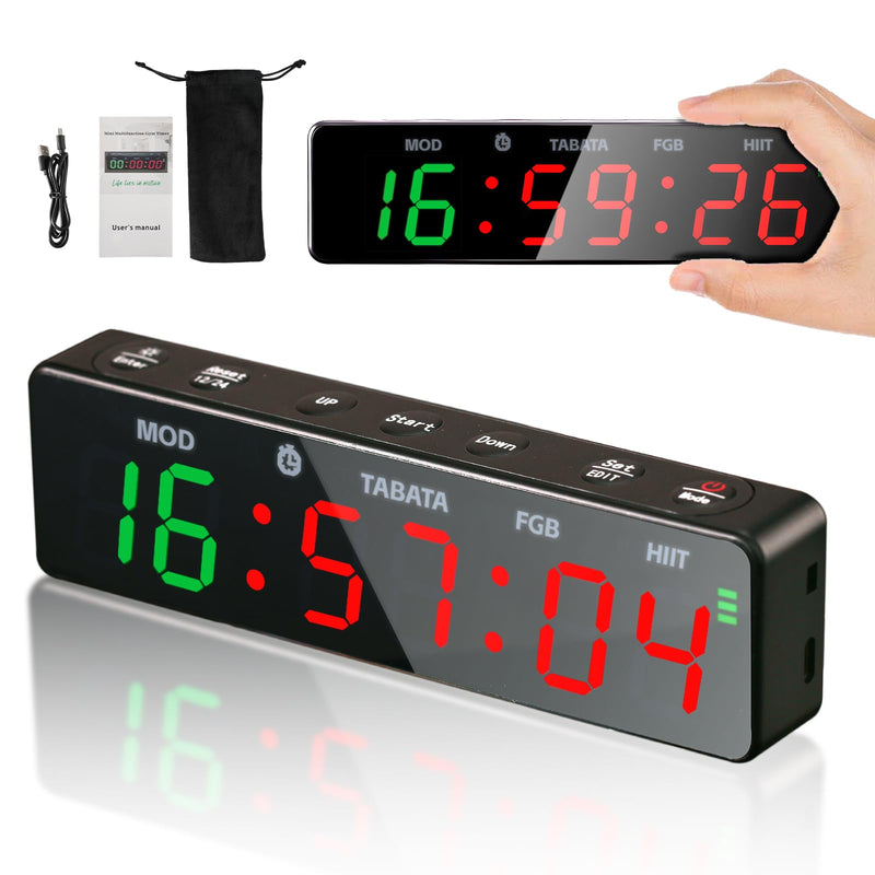 Small Gym Timer Clock with Magnet, Rechargeable Workout Interval Timer for FGB-Style & HIIT, Count Up/Down Stopwatch, Custom Modes, Portable Fitness Clock for Boxing, Home Garage Gyms, Indoor Outdoor - BeesActive Australia