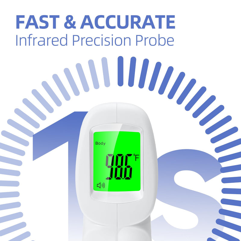 Berrcom Thermometer, 3 in 1 Contactless Infrared Fever Check Thermometer for Forehead, Ideal for Baby, Infant, Kids, and Adults, Batteries Not Included, JXB-178 (White) White