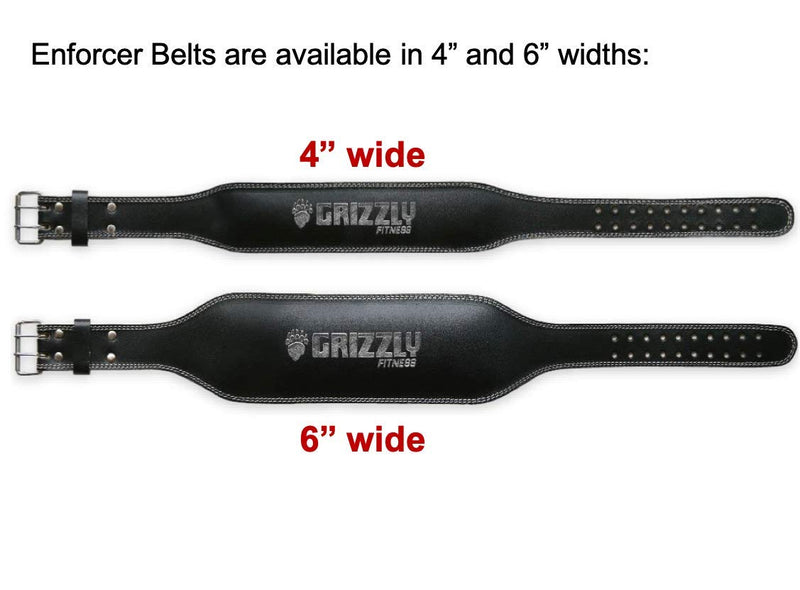 Grizzly Fitness Enforcer Padded Genuine Leather Weightlifting Belt-4" | Suede Lining | Padded for Extra Comfort | Used by Pros | Won't Dig into Hips or Back | Training Belt for Improved Biomechanics Large