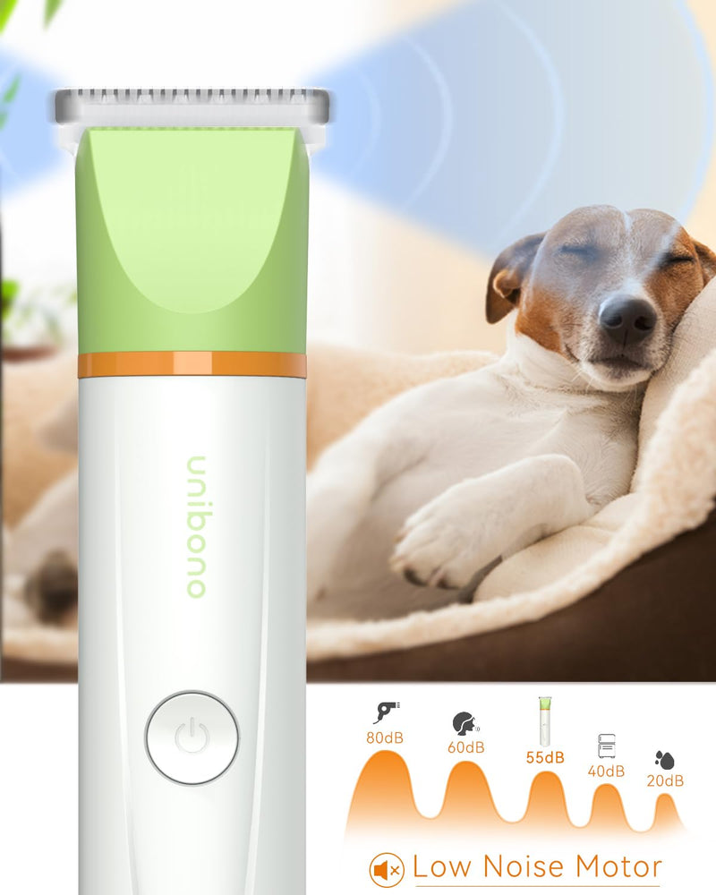 Dog Grooming Kit with Paw Trimmer, All-in-One Low Noise Electric Rechargeable Cordless Small Quiet Pet Clippers Foot Dog Hair Shaver with Stainless Steel Scissors and Comb for Dogs Cats at Home Green - BeesActive Australia