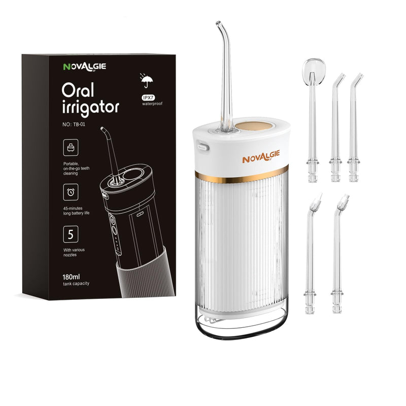 Portable Water Flosser Travel: Mini Cordless Oral Irrigator with Telescopic 180ML Tank 3 Mode 5 Nozzles, IPX7 Waterproof Teeth Cleaner for Braces, Orthodontic, Sensitive Gums Home