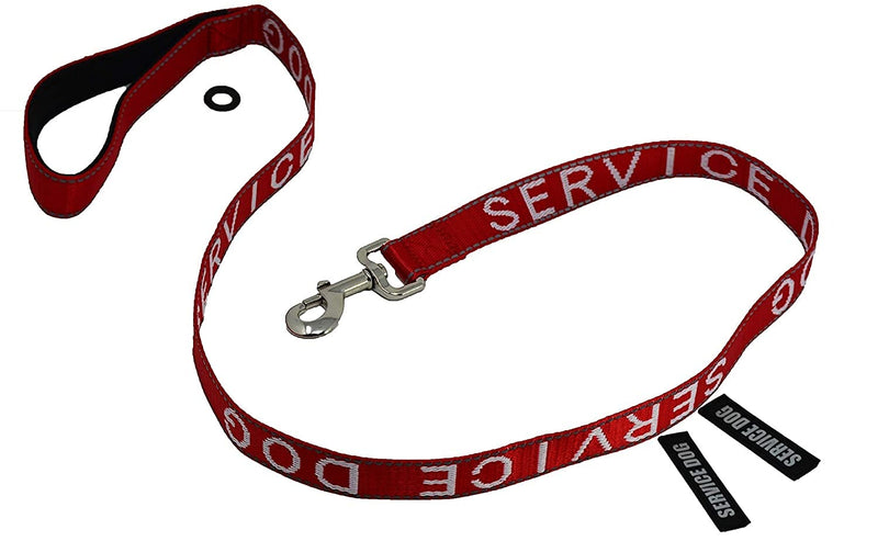 Albcorp Service Dog Leash - Embroidered- with Padded Neoprene Handle and Reflective threads, 4 Feet, for Harnesses, Vests or Collars, Red - BeesActive Australia