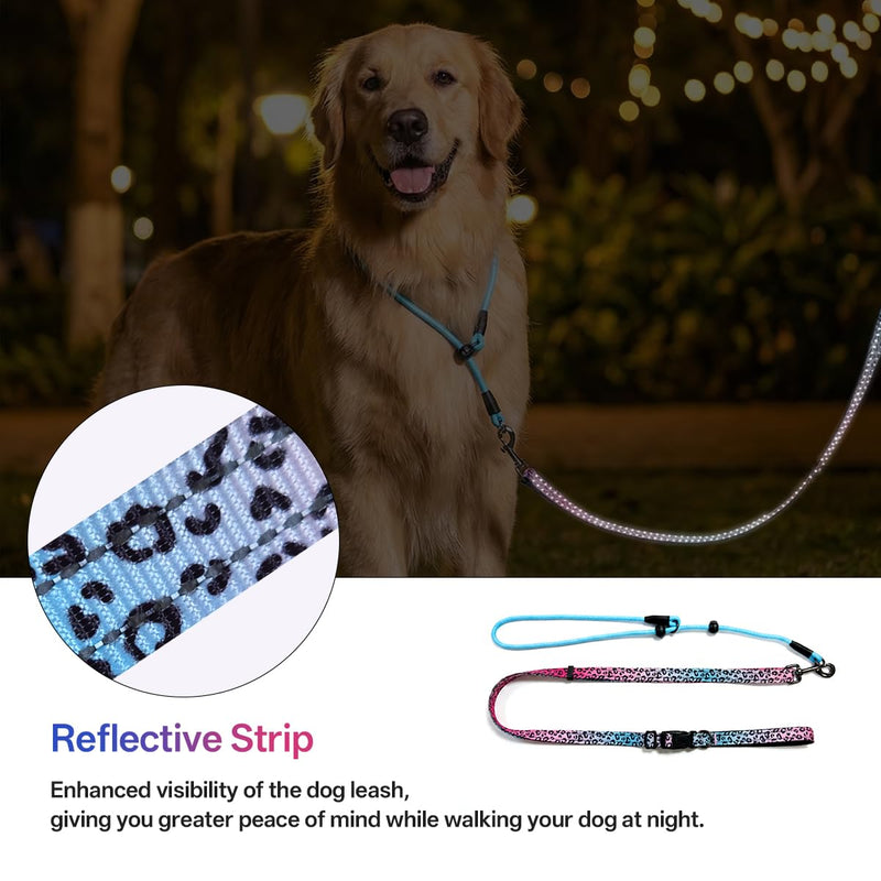 Hands Free Dog Leash with Slip Lead，Waist Leash Retractable for Dog Walking, Jogging and Running,Dual Padded Handles and Durable Bungee for Walking, Jogging and Running(Chic Leopard Pattern)