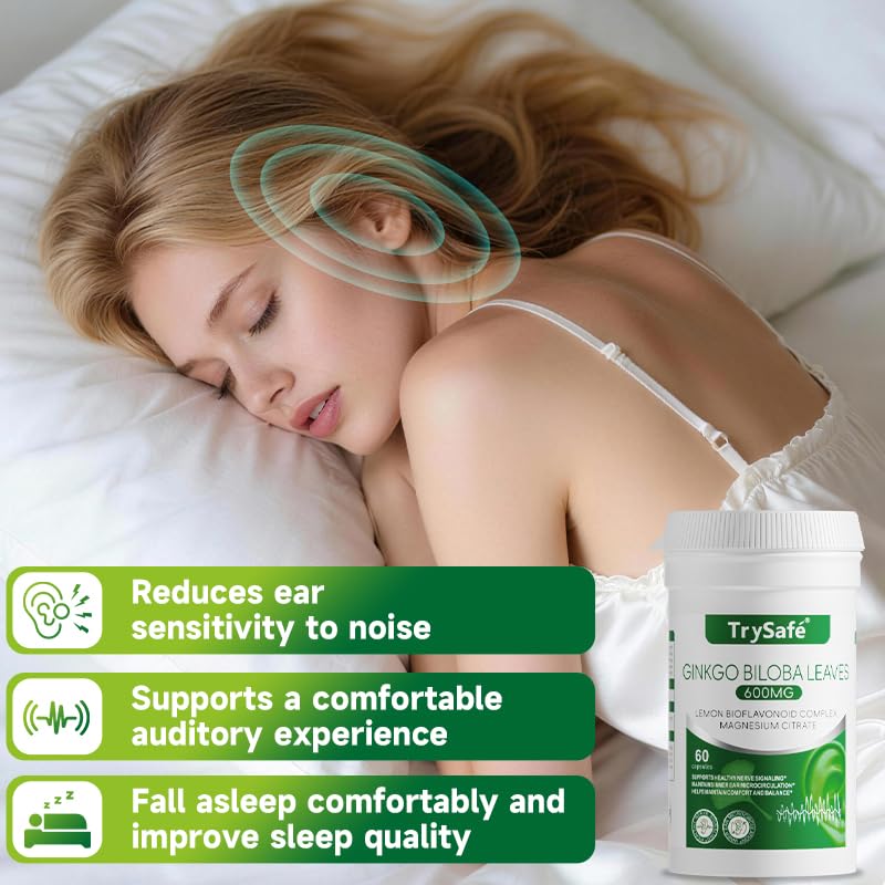 1000mg Hearing Support Formula - Tinnitus Relief for Ringing Ears with 600mg Ginkgo biloba, 230mg Lemon Bioflavonoid Complex & Vitamins, Support Inner Ears Healthy, Auditory Nerve* & Sleep*