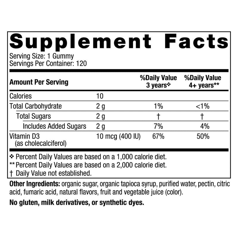 Nordic Naturals Vitamin D3 Gummies Kids, Wild Watermelon Splash - 120 Gummies - 400 IU Vitamin D3 - Bone Health, Healthy Immunity - Non-GMO, Vegetarian - 120 Servings 120 Count (Pack of 1) - BeesActive Australia