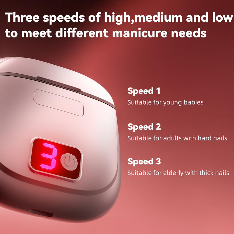 Electric Nail Clippers for Seniors & Adults, 2026 Upgrade 3-Speed Automatic Toenail Trimmer with LED Light and Nail Dust Collector, Portable Rechargeable Nail Cutter for Thick Nails, Babies, and Kids