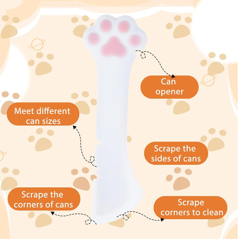 2Pcs Silicone Pet Food Spoon Dog Cat Food Spoon Cat Food Can Opener Paw Cute Paw Cat Food Spoon Wet or Dry Food Short Spoon White Spatula Scoop Mixing Spoons for Dog Cat Canned Food - BeesActive Australia