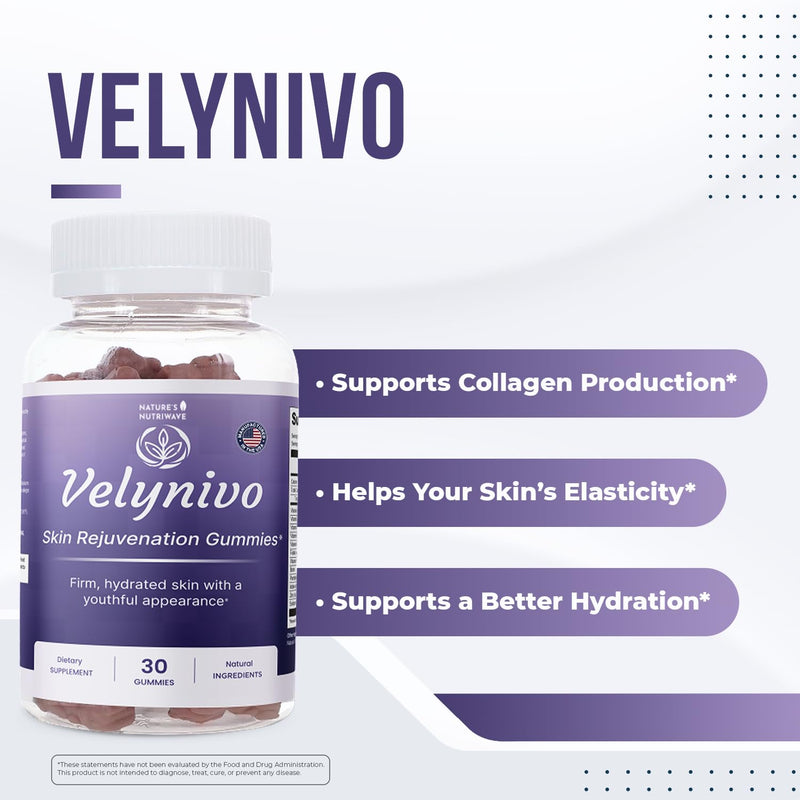 Velynivo – Daily Beauty Vitamin Gummy with Biotin 2500 mcg, Vitamins A C D E & B-Complex – Non-GMO Formula – Made in USA – 30 Gummies, 30 Servings, 1 Month Supply 30 Count (Pack of 1)