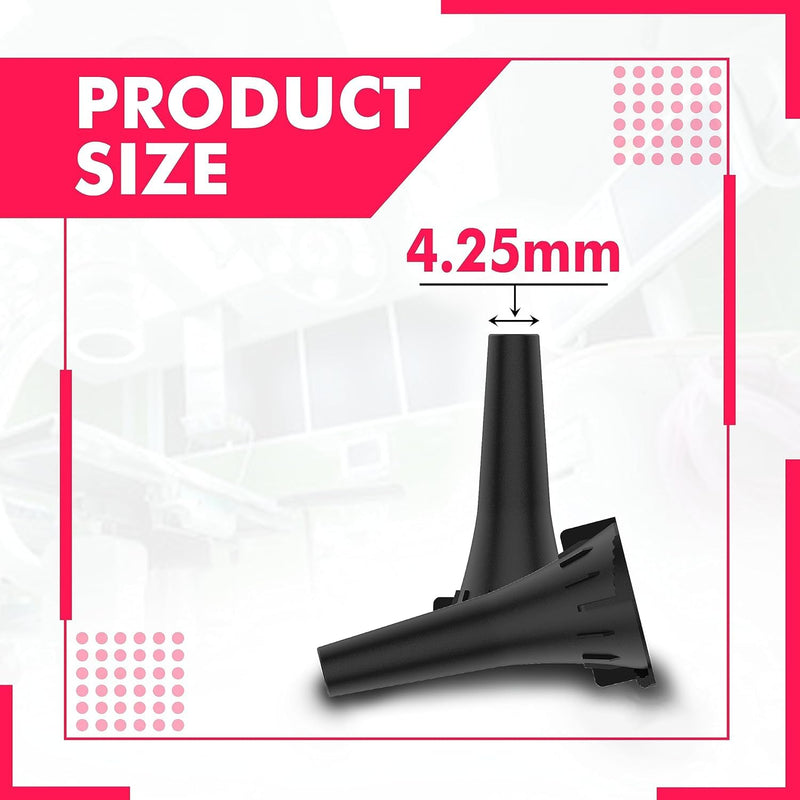 4.25 mm Disposable Ear Specula for W-e-l-c-h A-l-l-y-n Otoscopes Speculums,Compatible with All Universal Otoscopes, Disposable Otoscope Covers, Plastic Replacement Specula Tips|Black Color|Bag of 100| 4.25MM Pack of 100 - BeesActive Australia