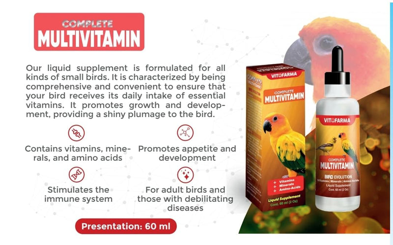 Multi-Vitamin for Birds, High-Potency Vitamin & Mineral Supplement for Pet Birds 2.0 Ounce