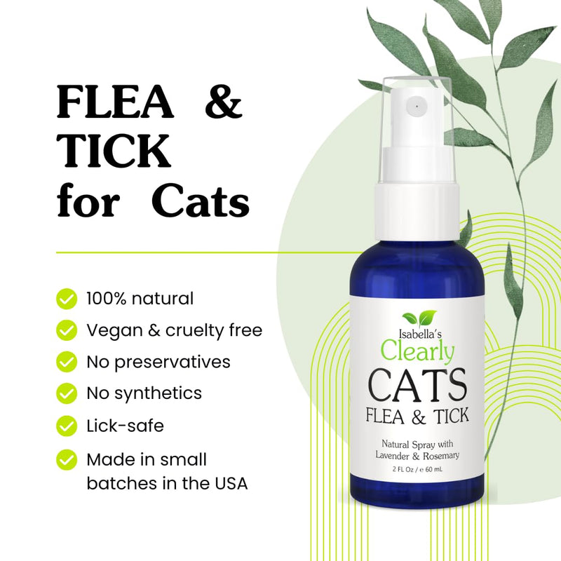 Isabella's Clearly Cats | Ticks and Fleas Product with Rosemary and Lavender | Topical Spray for Cats. Smells Great. Made in USA.