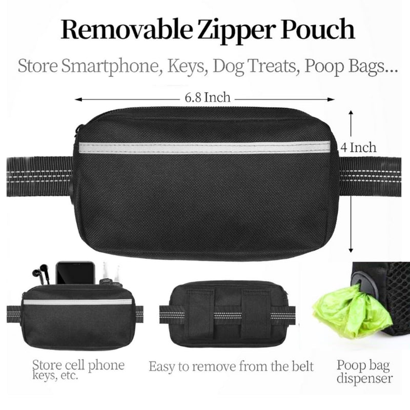 Hands Free Dog Leash with Zipper Pouch, Dual Padded Handles & Durable Bungee Dog Leash for Walking, Jogging, Running and Hiking - BeesActive Australia