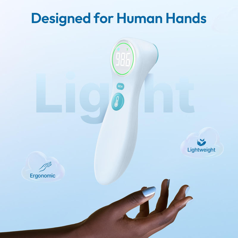 No-Touch Thermometer for Adults and Kids, 1-Second Fast Reading, Color-Coded Fever Alarm, Silent Mode, Object & Room Temperature Function Blue