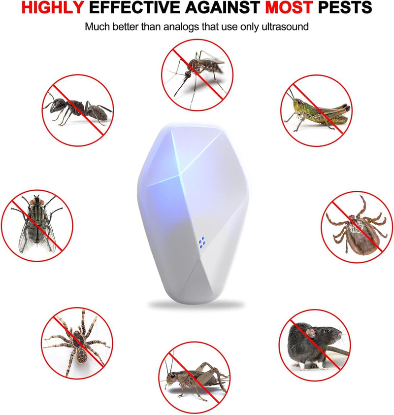 Ultrasonic Pest Repeller, Electric Insect Repeller for Indoor Use, Ariie Pest Control Device for Rodents, Mosquitoes, Ants, Cockroaches, Silverfish, Mice, Fleas, Beetles and Other Insects (6 Packs) - BeesActive Australia