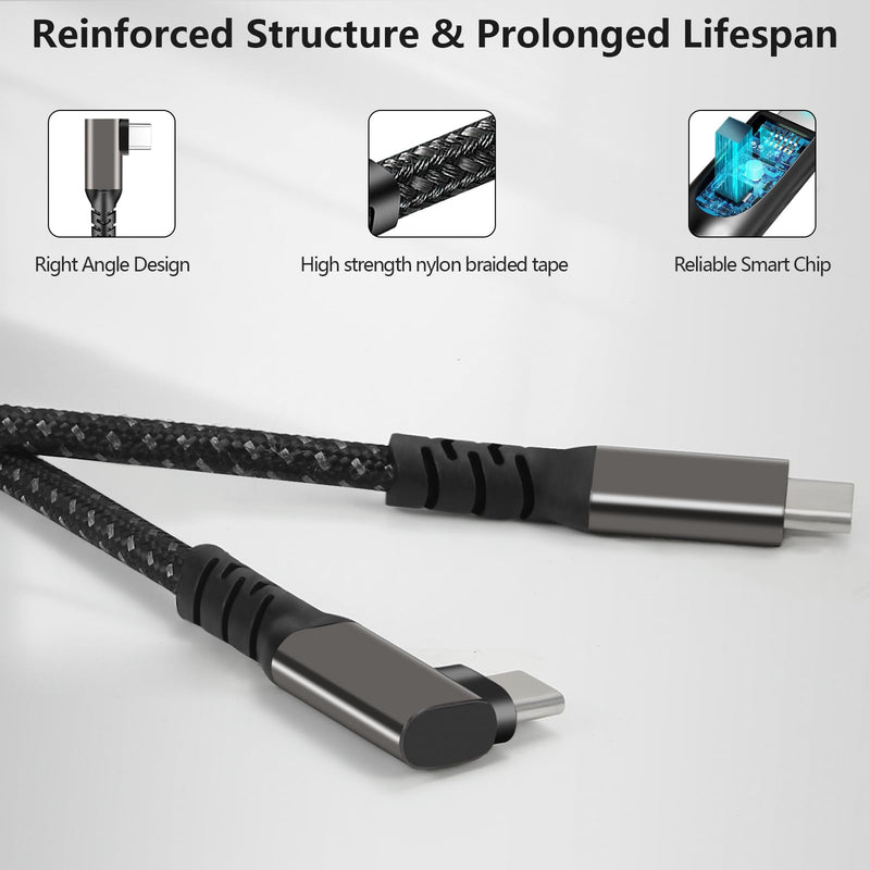 Link Cable 10 FT for Apple Vision Pro, USB-C to USB-C, PD 3.0 100W Fast Charging Cord for Vision Pro, 90° Angled Connector, High-Speed PC Data Transfer, Premium Apple Vision Pro Accessories - BeesActive Australia