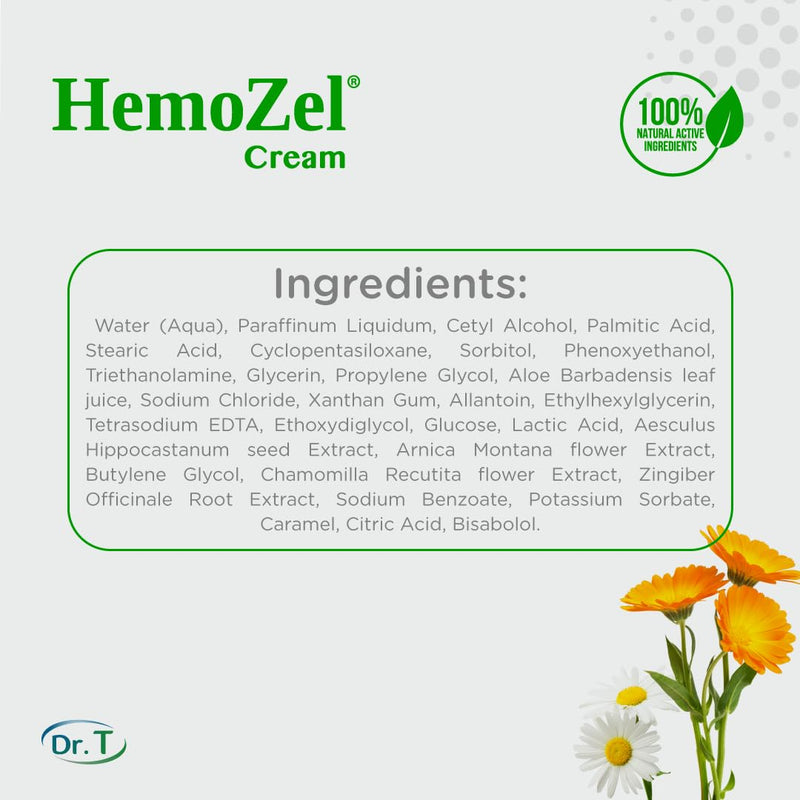 HemoZel Hemorrhoid Cream - 1.38 oz. Natural Hemorrhoid Treatment for Pain, Bleeding, Burning, Itching, Swelling and General Discomfort. Also Alleviates Symptoms Related to Varicose Veins -40g Ointment - BeesActive Australia