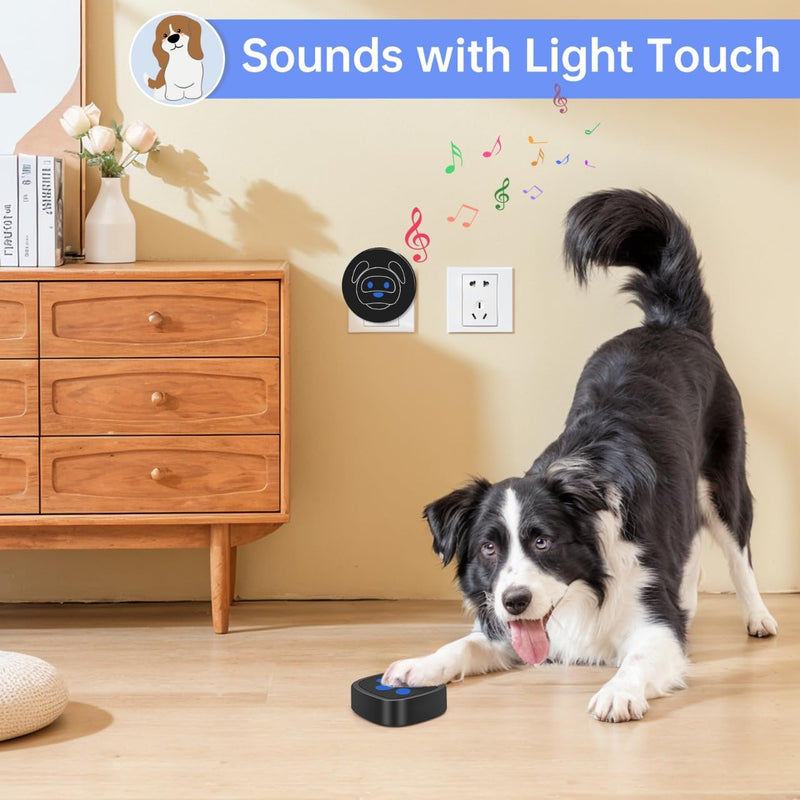 Dog Door Bell for Potty Training, Wireless Dog Doorbell Ring to Go Outside, IP65 Waterproof Touch Button, 50 Melodies & 1000 Feet Range Black 1 Reciever 1 Transmitter - BeesActive Australia