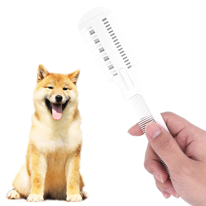 Pet Hair Trimmer Comb, Pet Hair Cutting Comb, Pet Split End Trimmer, Pet Hair Cutting Tools, Grooming Razor Thinning Dog Cat Floating Hair Remover with 5 Blades - BeesActive Australia