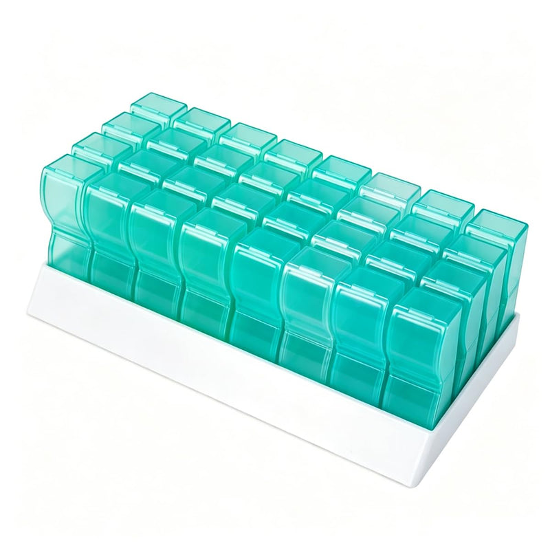 Monthly Pill Organizer, 31 Day Pills Case for Hold Vitamin and Travel Medicine, Portable Pill Storage Box, Cyan
