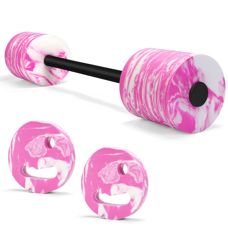 29.3’’ Swimming Barbell with Water Exercise Discs Swim Dumbbell High Density EVA Foam Aquatic Exercise Equipment Swimming Aid for Adults Pink