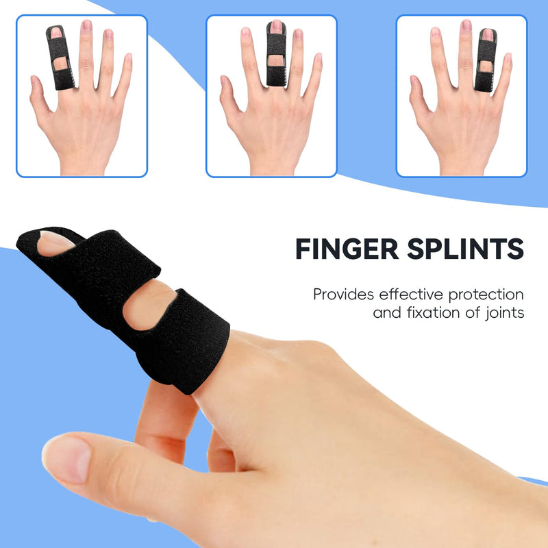 Finger Splint, Universal Trigger Finger Brace for Broken/Arthritis Pain and Sprain Relief, Splints for Middle, Index, Ring (2 Pack,Black) Black