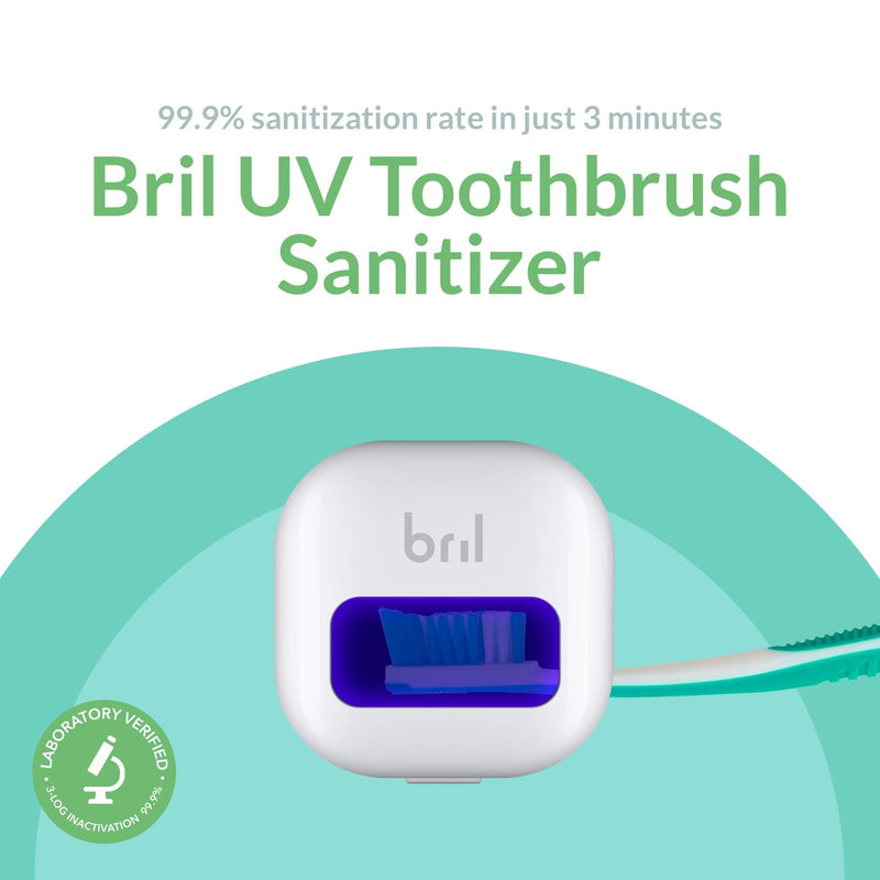 Bril UV-C Toothbrush Sanitizer, Portable Cleaner, Travel Cover, Magnetic Holder, and Rechargeable Case for Any Size Toothbrush, White - BeesActive Australia