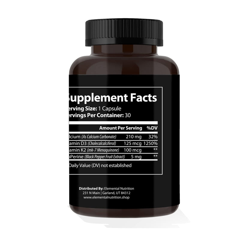Vitamin K2 with D3 Extra Strength Supplement Bone | Heart Health Non-GMO Formula 5000 IU Vitamin D3 125 mcg & 100 mcg Vitamin K2 | Easy to Swallow Vitamin K & D, 30 Capsules.
