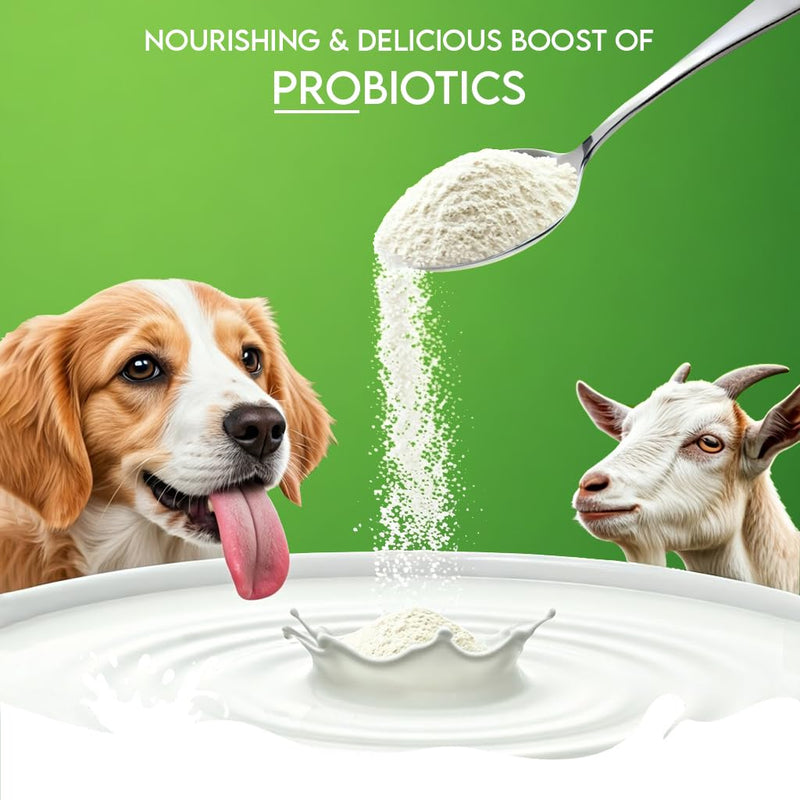 Pawfect Nature's Sip 100% Natural Goat Milk Powder for Dogs & Puppies- Easily Digestible- Source of Vitamins, Minerals & Probiotics- Healthy Topper- Hydration Support- 70 Scoops (350g/12.34oz)
