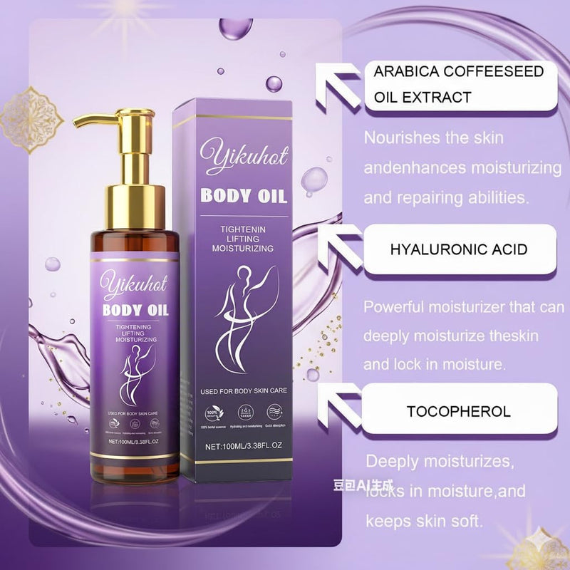 Body Firming Oil with Natural Ingredients & Vitamin E, Lightweight Body Oil for Women Post, Shower Nourishing & Firming (Bergamot)