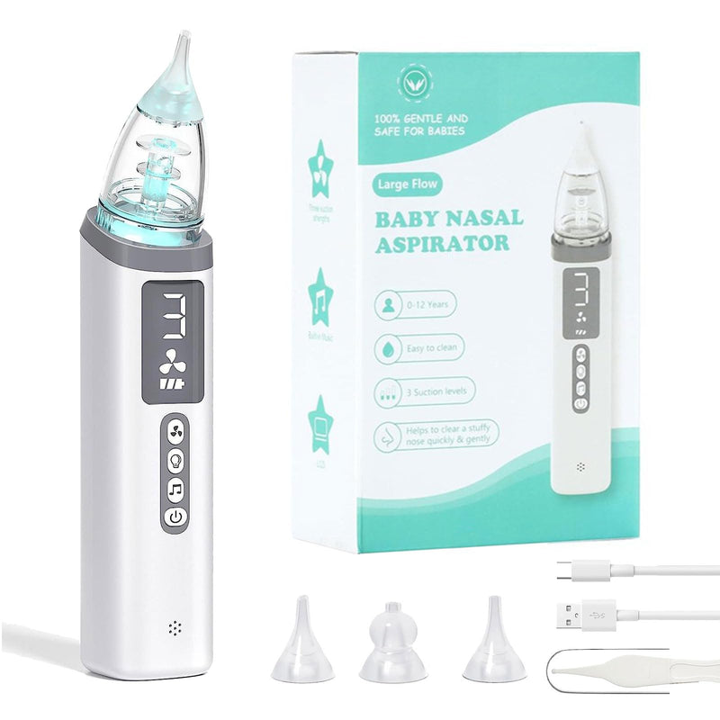 Nasal Aspirator for Baby,Baby Nose Sucker,Electric Nasal Aspirator for Baby,for Relieving Nasal Congestion,Nose Cleaner with 3 Silicone Tips,Adjustable Suction Level,Music and Light Soothing Function - BeesActive Australia