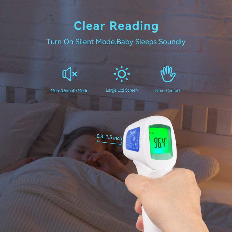 Berrcom Thermometer, 3 in 1 Contactless Infrared Fever Check Thermometer for Forehead, Ideal for Baby, Infant, Kids, and Adults, Batteries Not Included, JXB-178 (White) White
