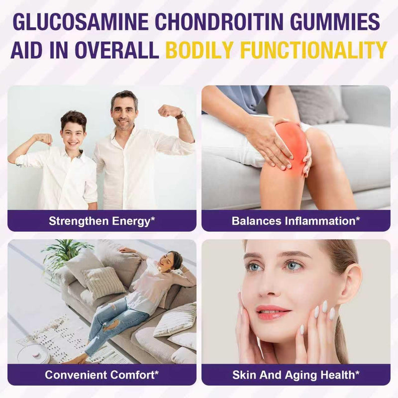 1 Pack 3000MG Glucosamine Chondroitin Gummies with MSM & Elderberry Extra Strength - Joint Support, Antioxidant Immune Support Supplement for Adults, Men & Women - 60 Blueberry Gummies 60 Count (Pack of 1)
