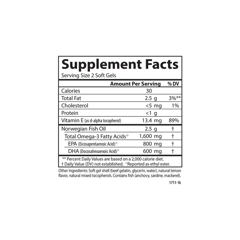 Carlson Elite Omega-3 Gems, 1600 mg, From Norway, Lemon, 90 Softgels | Omega-3 Fatty Acids Including EPA and DHA; Wild-Caught Fish Oil Supplement; Sustainably Sourced Omega 3 Fish Oil Capsules
