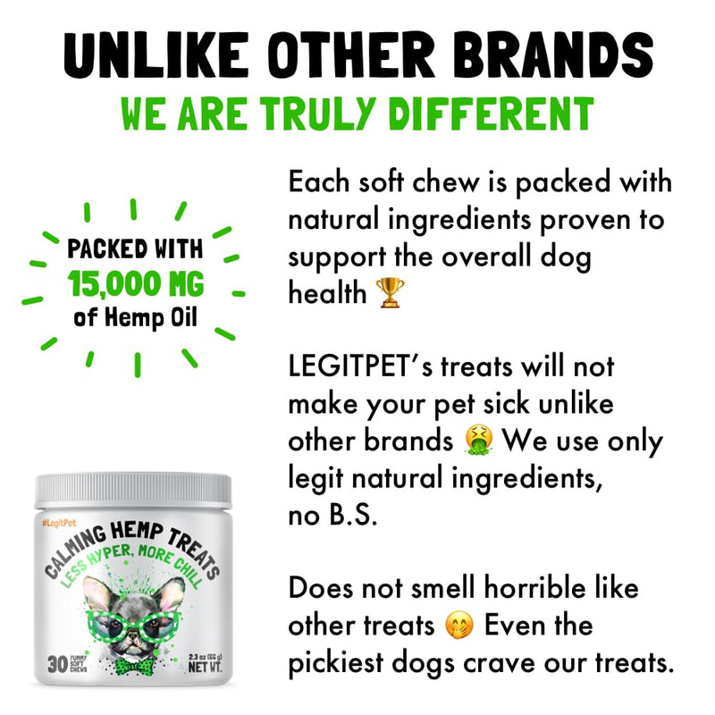 Calming Hemp Treats for Dogs Made in USA Organic Hemp Natural Separation Aid Helps with Barking, Chewing, Thunder, Fireworks, Aggressive Behavior Soothing Stress Relief Natural Relaxation 30 Chews - PawsPlanet Australia
