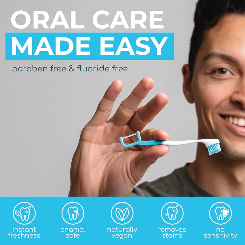Brushee - The Evolution of Oral Care | 4-in-1 Tool (Paste + Brush + Floss + Pick) | Individually Wrapped | Disposable | Prepasted Travel Toothbrushes | Small Adult Toothbrush - (24-Pack) 24 Count (Pack of 1) Original - BeesActive Australia
