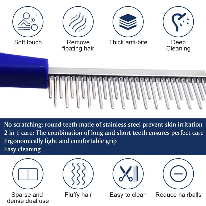 Cat fur comb, dog detangling comb, cat comb, pet fur detangler comb, dog eye comb, tear stain remover comb, flea comb for cats and dogs, stainless steel dog grooming combs, pet comb, 7 pieces - BeesActive Australia